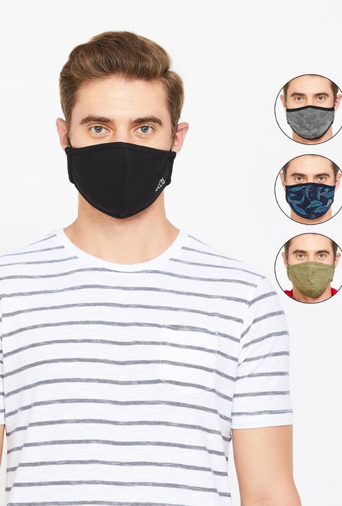 KAPPA Men Textured Assorted Anti-Bacterial Masks - Pack of 4