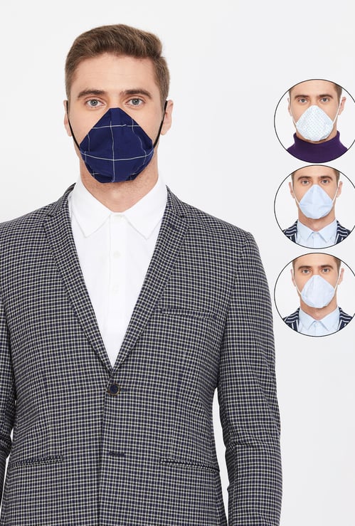 CODE Men Printed 4-Layered Anti-Viral Reusable Masks - Pack of 4 Pcs.