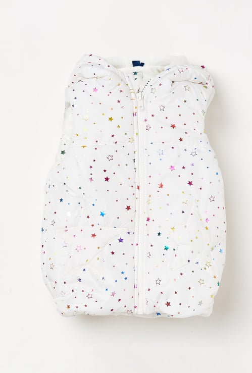 JUNIORS Boys Printed Sleeveless Hooded Jacket