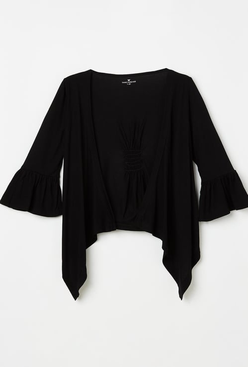 FAME FOREVER KIDS Girls Solid Bell Sleeves Shrug