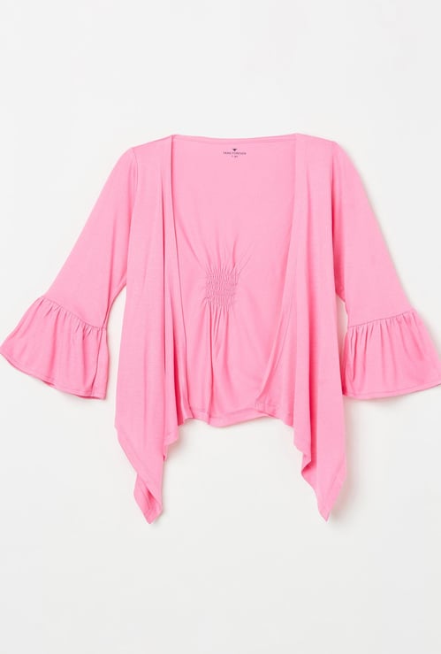 FAME FOREVER KIDS Girls Solid Bell Sleeves Shrug