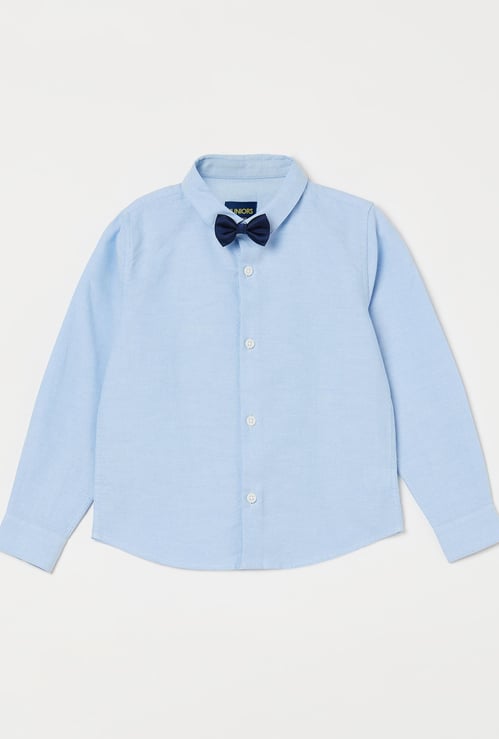 JUNIORS Virobar Boys Solid Full Sleeves Slim Fit Casual Shirt