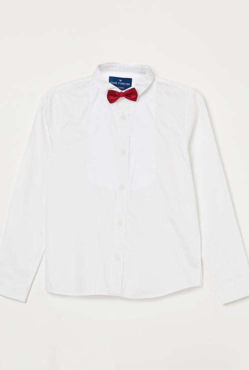 JUNIORS Virobar Boys Solid Full Sleeves Slim Fit Casual Shirt