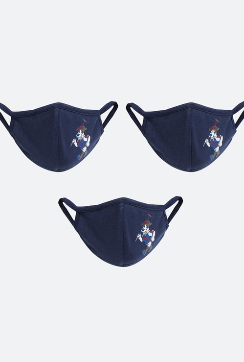 U.S. POLO ASSN. KIDS Boys Printed Anti-Viral Mask- Pack of 3