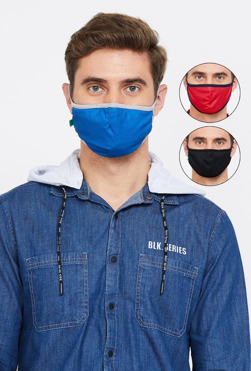 UNITED COLORS OF BENETTON Men 3-Layered Melt-Blown Masks - Pack of 3