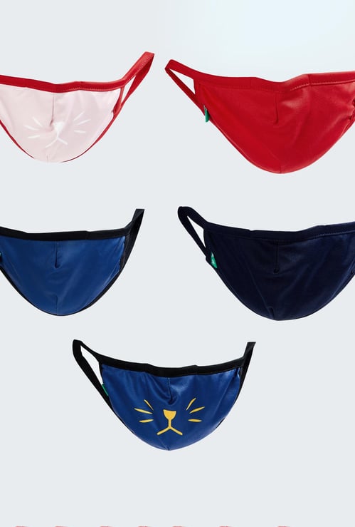 UNITED COLORS OF BENETTON Boys Printed 3-Layered Face Mask - Pack of 5