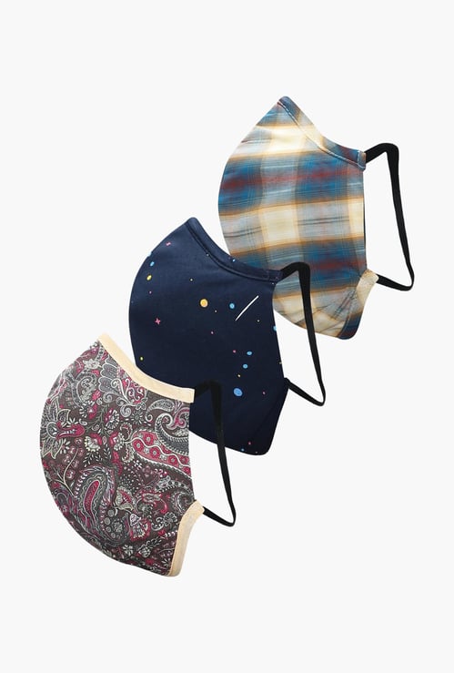 PETER ENGLAND Printed 3-Layered Men Anti-Viral Face Masks - Pack of 3