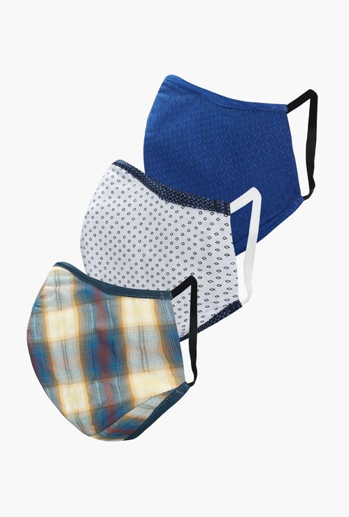 PETER ENGLAND Men Printed 3-Layered Anti-Viral Face Masks - Pack of 3