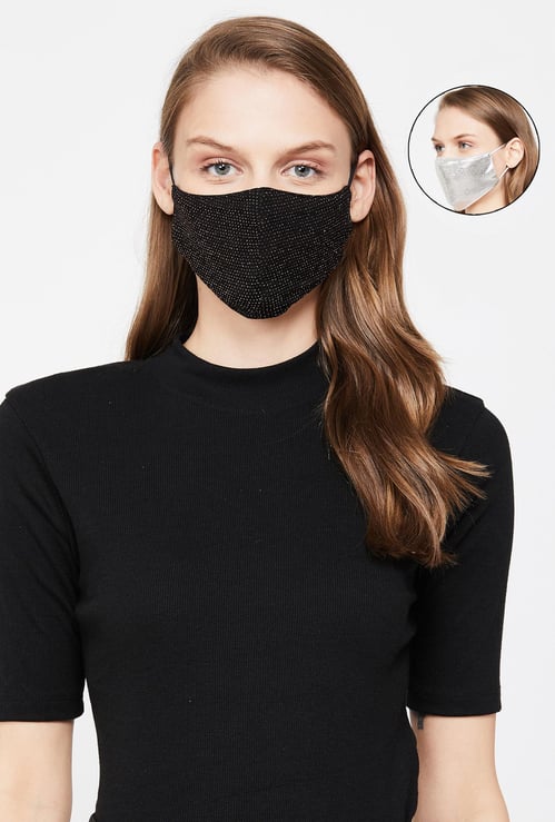 GINGER Women Patterned Knit Reusable Masks - Pack of 2