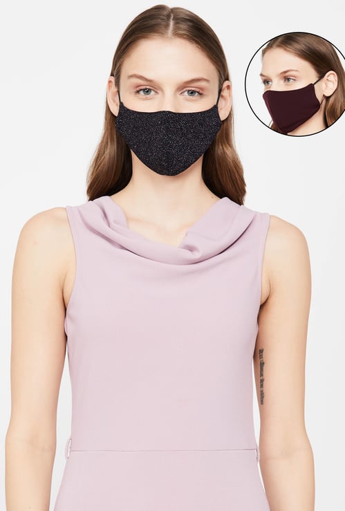 GINGER Women Patterned Knit Reusable Masks - Pack of 2