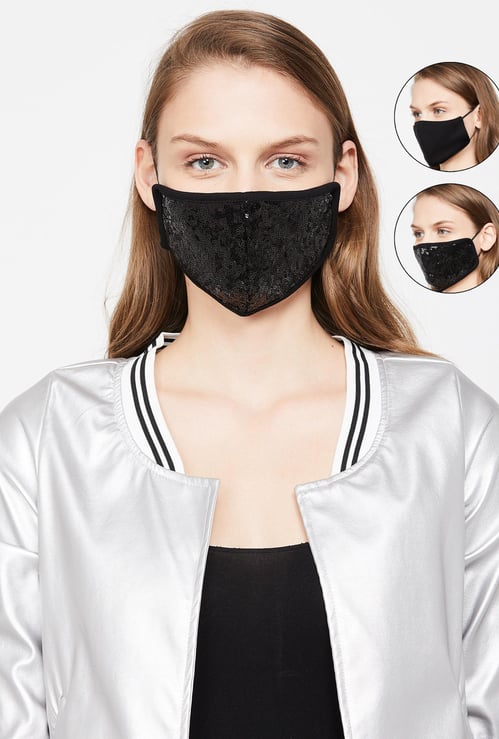 GINGER Women Sequinned Reusable Masks - Pack of 2