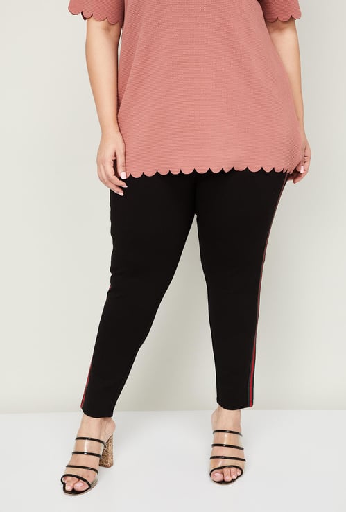 NEXUS Women Plus-Size Solid Elasticated Treggings