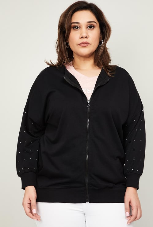 NEXUS Women Typographic Print Plus-Size Drop-Shoulder Sweatshirt