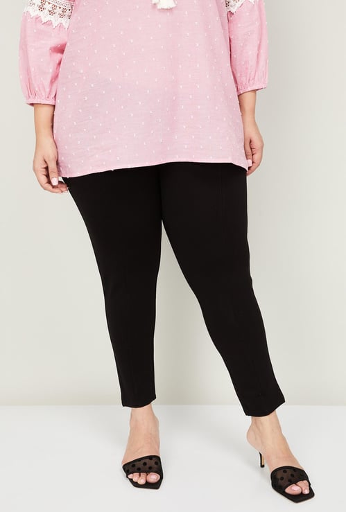 NEXUS Women Plus-Size Solid Elasticated Treggings