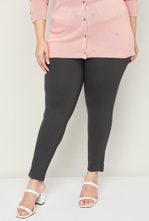 NEXUS Women Plus-Size Solid Elasticated Treggings
