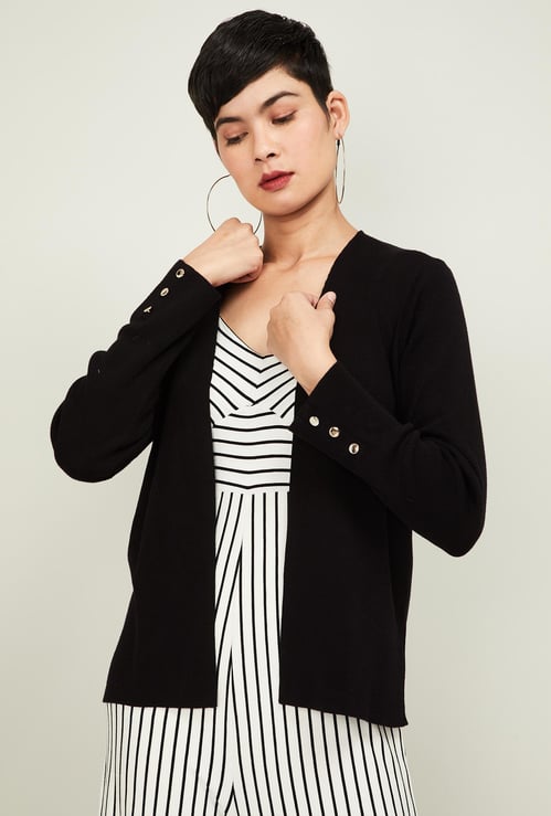 CODE Women Solid Front-Open Shrug