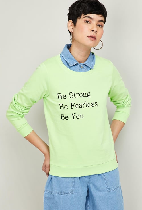 FAME FOREVER Women Printed Round Neck Sweatshirt