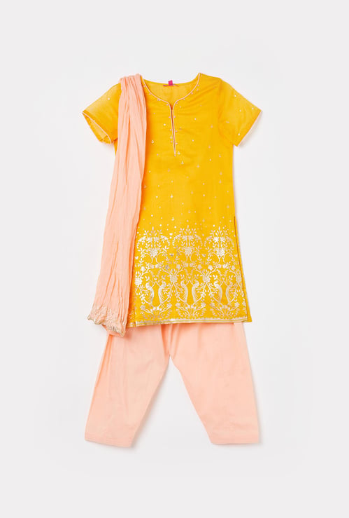 BIBA Girls Printed Kurta with Salwar and Dupatta
