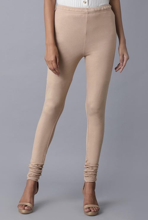 W Women Solid Knitted Churidar