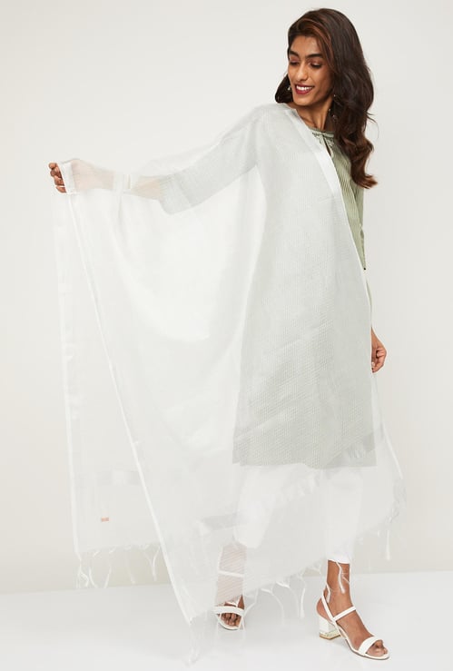 W Women Textured Tassel Detailed Dupatta
