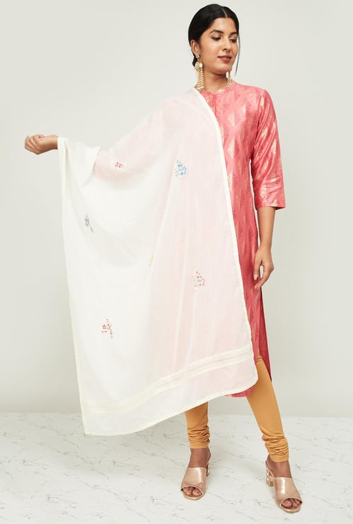 W Women Floral Embroidery Dupatta