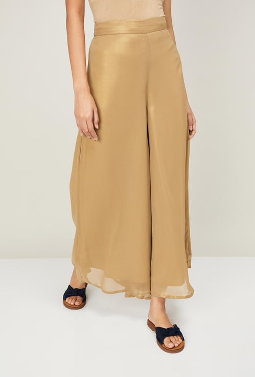 W Women Solid Flared Palazzos