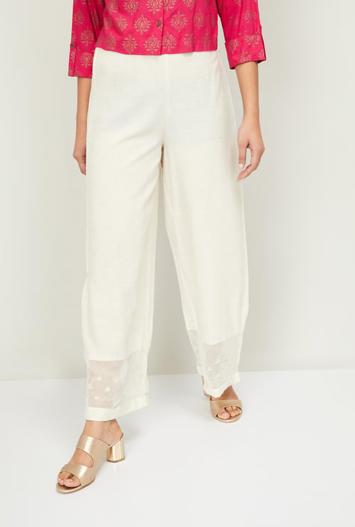 W Women Solid Elasticated Flared Pants