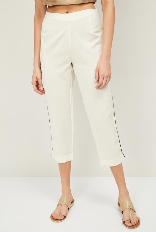 W Women Solid Cropped Trousers