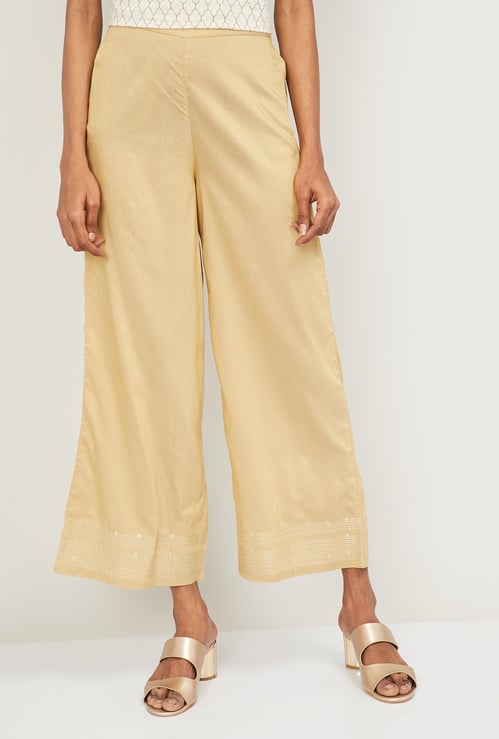 W Women Solid Elasticated Palazzos