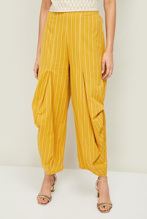 W Women Striped Elasticated Patiala Pants