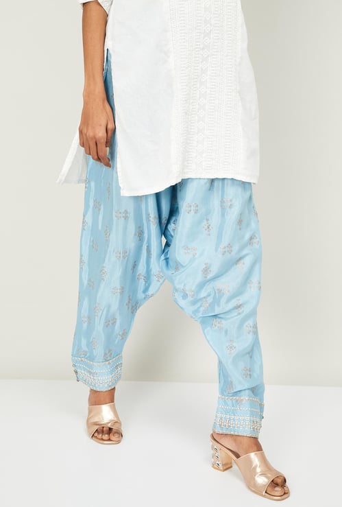 W Printed Elasticated Patiala Pants
