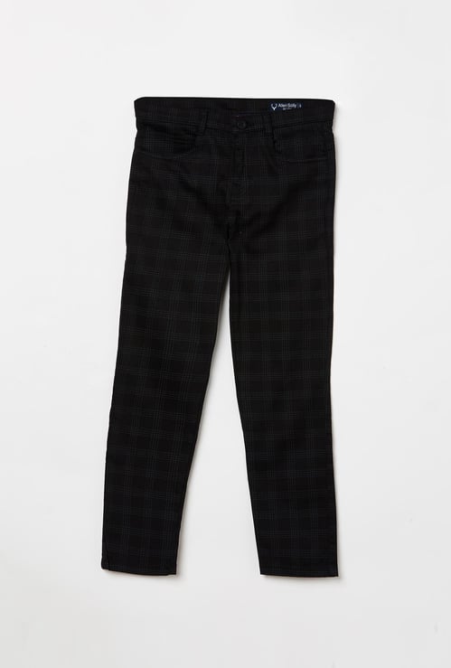ALLEN SOLLY Boys Checked Flat-Front Casual Trousers