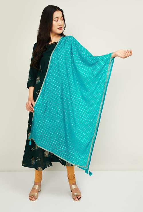 SPAN Women Embroidered Tassel Detailed Dupatta