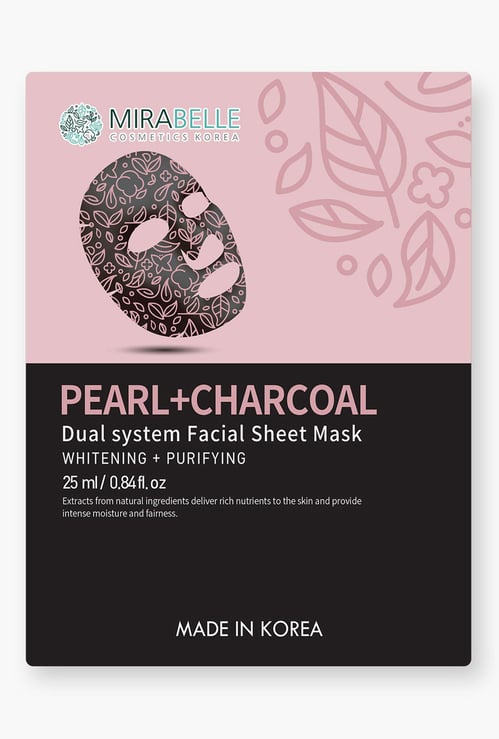 MIRABELLE Korea Dual System Facial Sheet Mask- Pearl + Charcoal