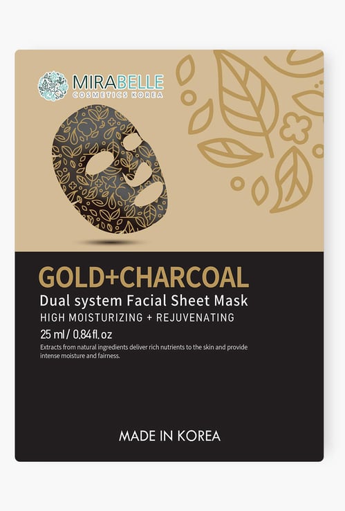 MIRABELLE Korea Dual System Facial Sheet Mask- Gold + Charcoal