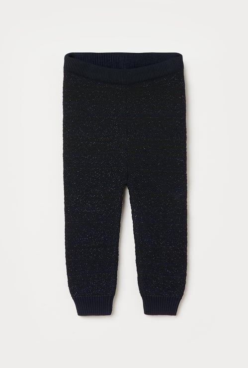 JUNIORS Girls Patterned Knit Leggings with Cuffed Hems