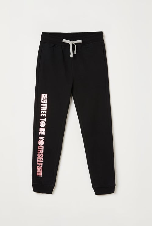SMILEYWORLD Girls Printed Drawstring Waist Joggers