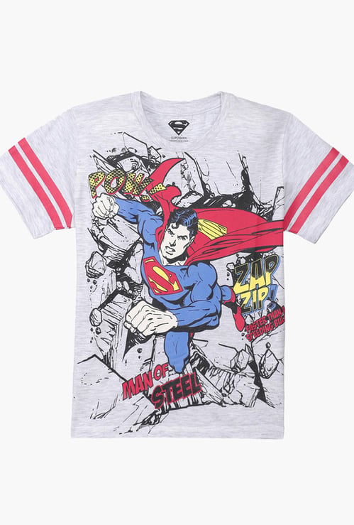 KIDSVILLE Boys Superman Print Crew Neck T-shirt