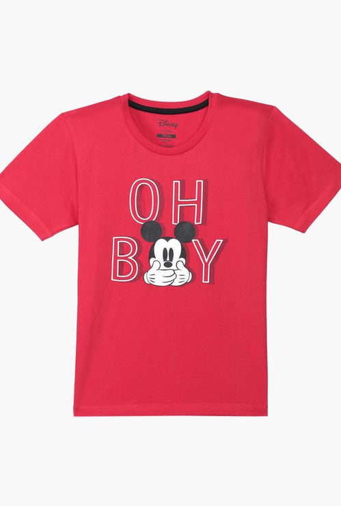 KIDSVILLE Boys Mickey Mouse Print Crew Neck T-shirt