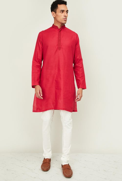 MELANGE Men Textured Kurta with Solid Pants