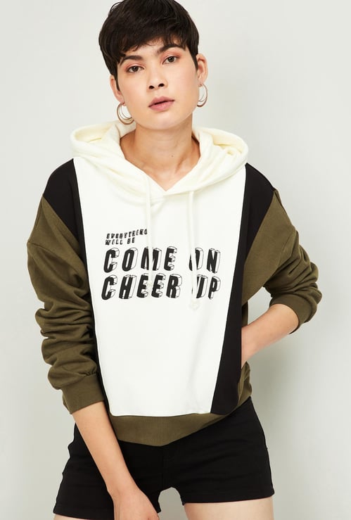 GINGER Women Printed Hooded Sweatshirt