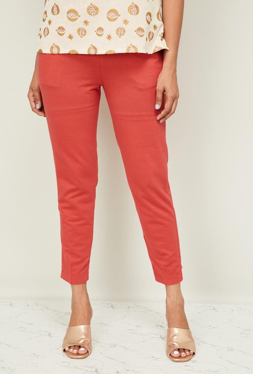 SPAN Women Solid Elasticated Straight Pants