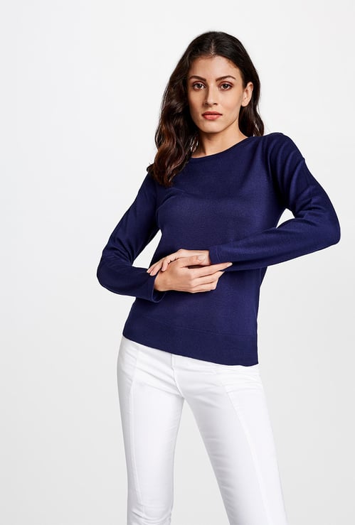 AND Women Solid Full-Sleeves Pullover