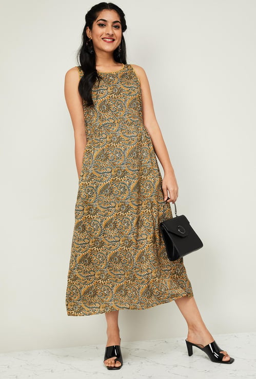 MELANGE Women Printed Sleeveless Midi Dress