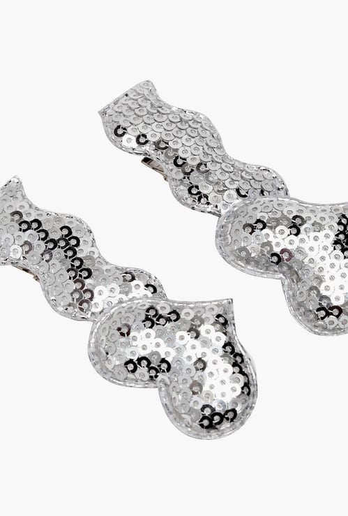 STOLN Girls Sequinned Heart Accent Alligator Clips - Set of 2