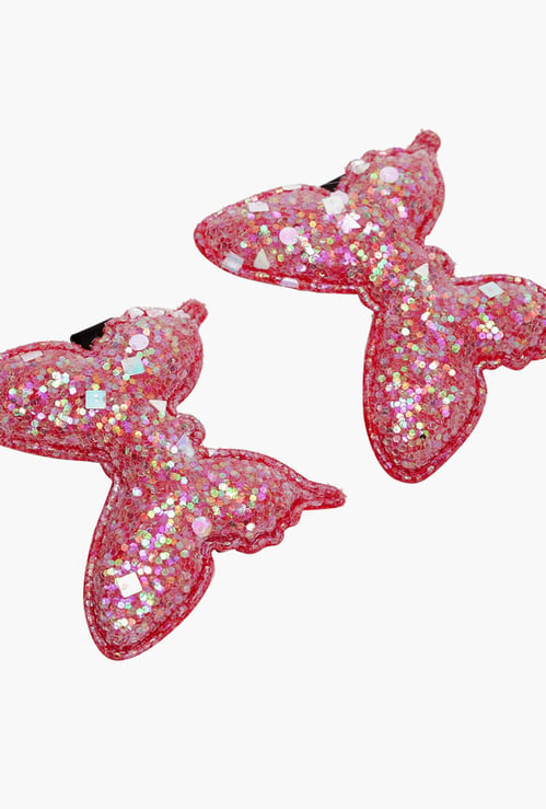 STOLN Girls Sequinned Butterfly Accent Alligator Clips - Set of 2