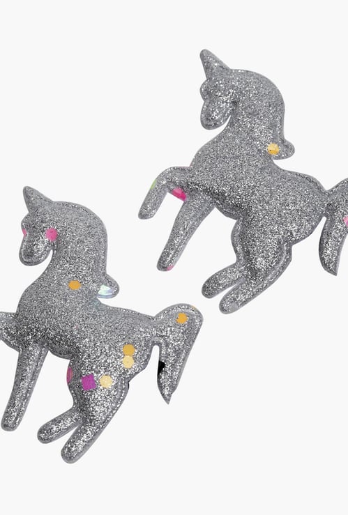 STOLN Girls Sequinned Unicorn Accent Alligator Clips - Set of 2