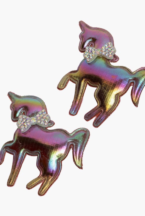 STOLN Girls Sequinned Unicorn Accent Alligator Clips - Set of 2