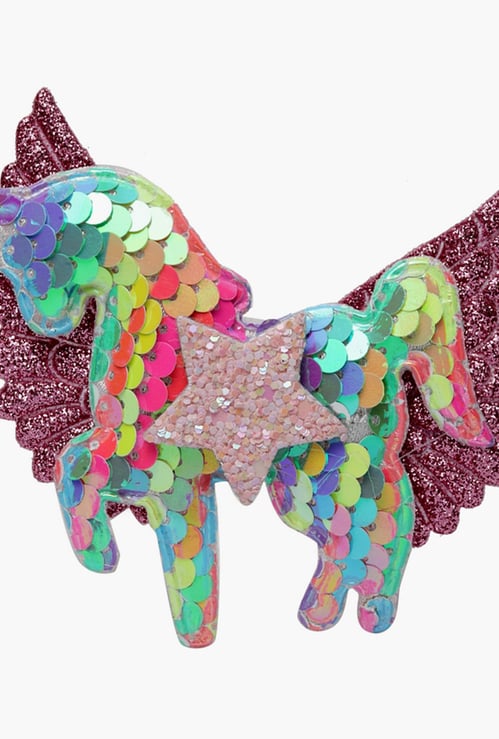 STOLN Girls Sequinned Winged Unicorn Accent Alligator Clip