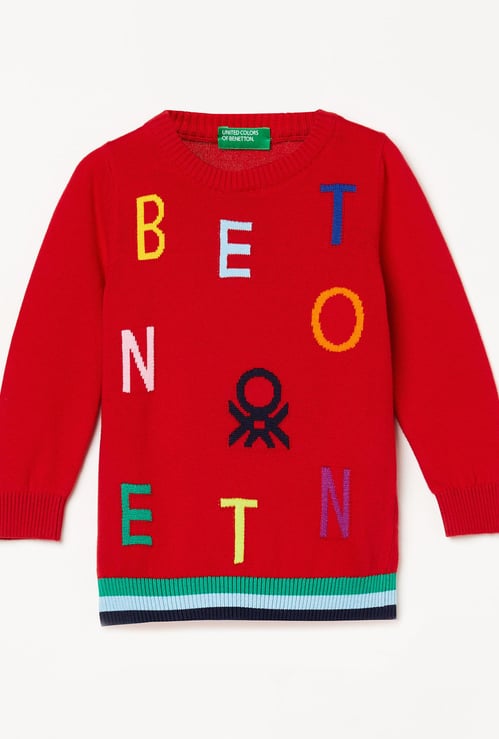 UNITED COLORS OF BENETTON Boys Jacquard Pattern Crew Neck Sweater